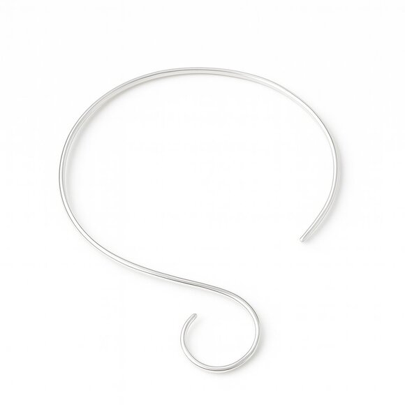 Sterling Silver S-Curve Collar Choker – Minimalist Open Wire Necklace - Picture 2 of 6